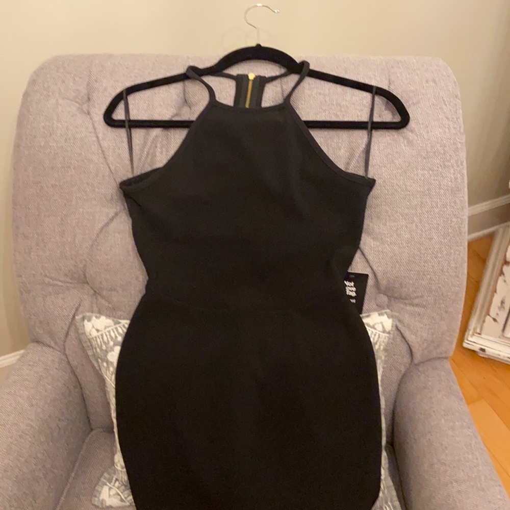 express Black cutout midi zipper. Detail dress